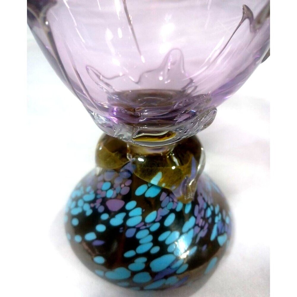 Unique 13 X 7.5  Purple Art Deco Murano Vines Confetti Centerpiece Vase Vintage - Picture 8 of 16